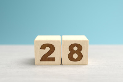 木制玩具积木组成数字28。