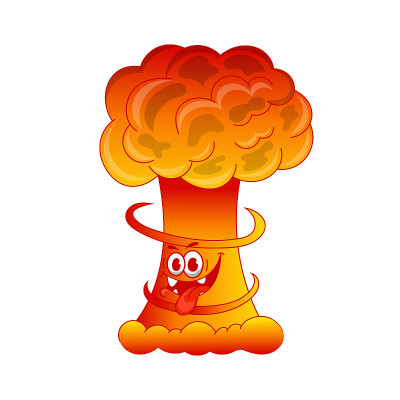 卡通核爆炸，矢量插图