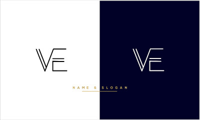 VE、EV抽象字母标志交织字母