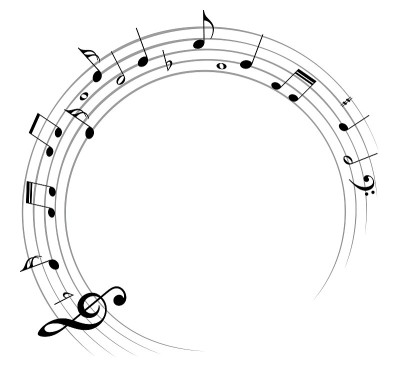配有音乐音符的框架。