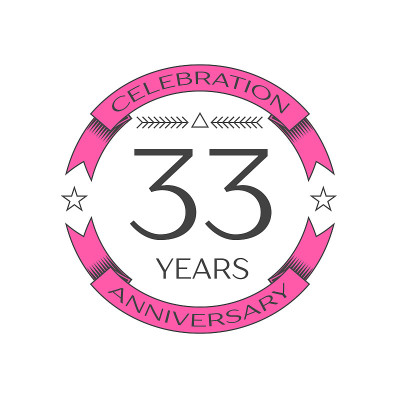 Realistic thirty three years anniversary celebrati