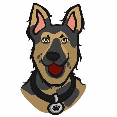 阿尔萨斯狗脸卡通矢量插图