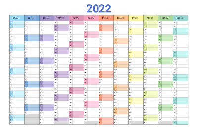 日历2022规划简单的垂直宽的风格。全彩的设计。清晰和有用的日历。