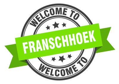 Franschhoek邮票。欢迎来到Franschhoek绿色标志