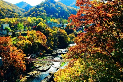 秋景北海道、札幌、中赞井温泉