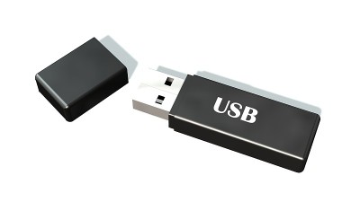 USB闪存驱动器棒隔离白色