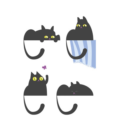 四种不同姿势的俄罗斯蓝猫