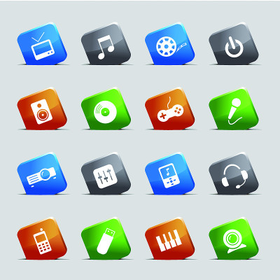 Cut Squares - Media Icons 02
