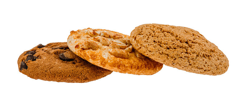 三种不同的cookie在白色隔离背景