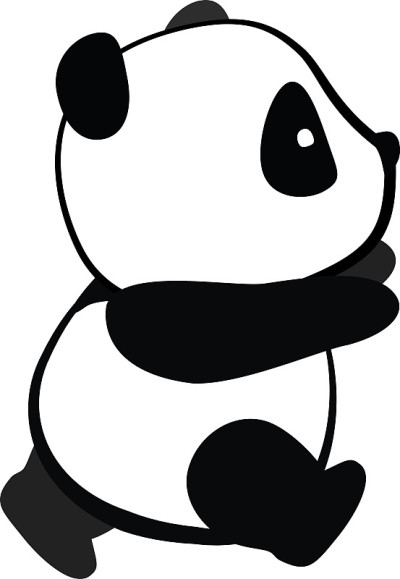 可爱的小熊猫在跑。在白色的背景上。侧视图