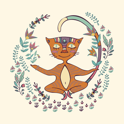 矢量插图的猫做瑜伽练习