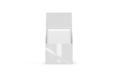 空白小袋包装食品，化妆品和卫生，袋展示盒模型在孤立的白色背景，3d插图模板