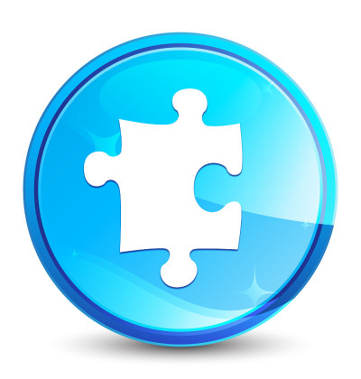 Puzzle icon splash natural blue round button
