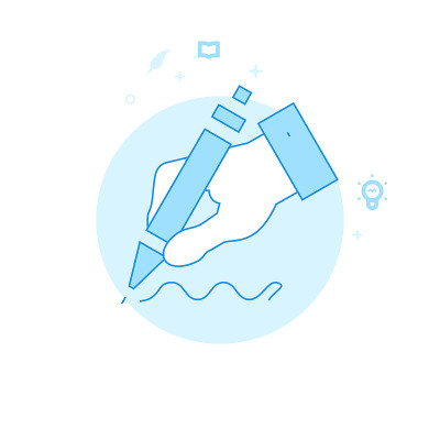 Hand Holding a Pen Flat Vector Illustration, Icon.