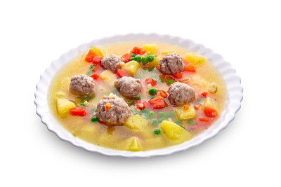 土豆汤里的青豆肉丸