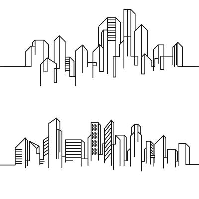城市建筑线条艺术矢量插图模板