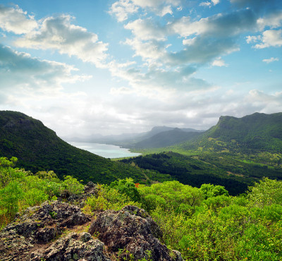 Le Morne Brabant山的景色。毛里求斯岛