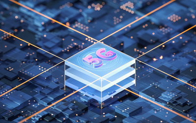 5G通信技术及电路，3d渲染。