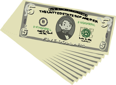 Bunch of Cute hand-painted 5 US dollar banknote