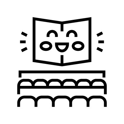 阅览室预订在图书馆线图标矢量插图