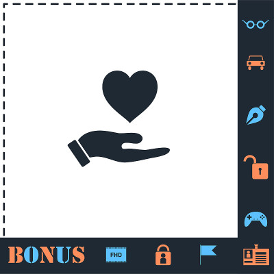 Hands love design icon flat
