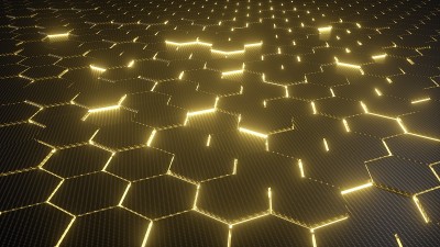 霓虹灯六边形背景- 3D插图