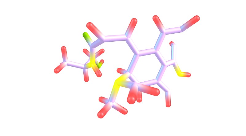 麦角碱分子结构孤立于白色上