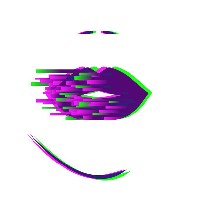 Glitch风格的抽象嘴唇。矢量插图。美丽的标志。