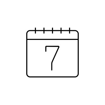 Calendar, 7 icon. Simple thin line, outline vector