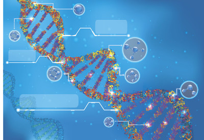 蓝色背景下dna分子生物化学的概念