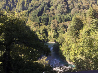 Kurobe峡谷Kurobe河沿岸的风景