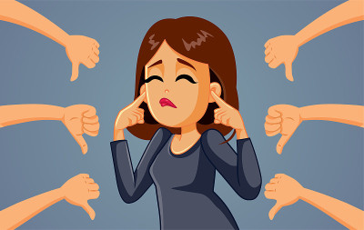 女人不听消极反馈矢量卡通