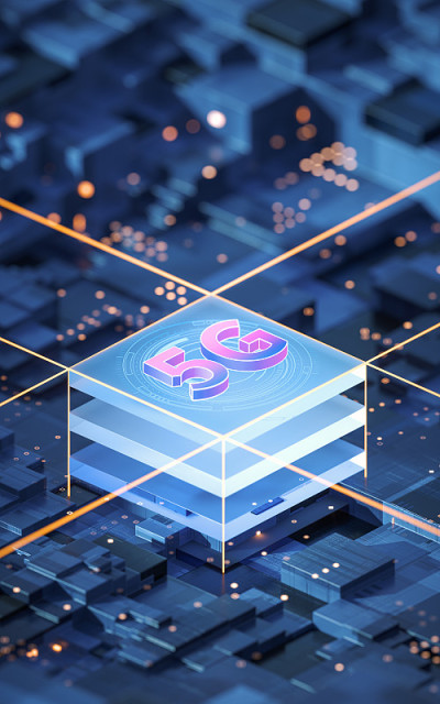 5G通信技术及电路，3d渲染。