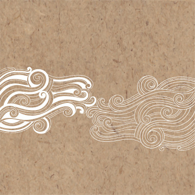 矢量背景与手绘波浪在牛皮纸上。海洋插图与文字空间，可用于制作卡片或请帖。