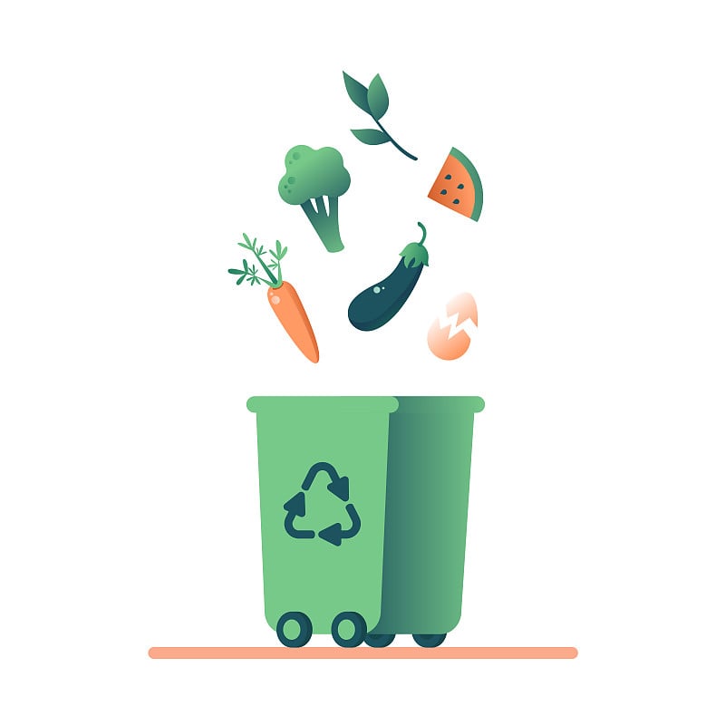 Green Bin with organic food Scraps and Grass cutti