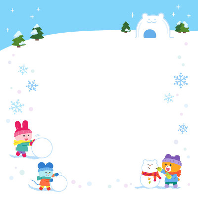 熊，兔子和老鼠在雪地里玩耍