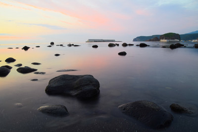 日本北海道宇特罗的日落景色。