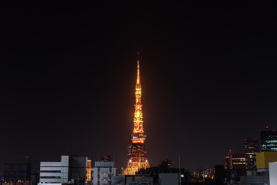 亚洲房地产和企业建设的商业概念-日本东京滨松町的夜空和阳光下的城市全景鸟瞰图