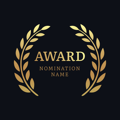 Award laurel vector logo poster. Gold win award ic