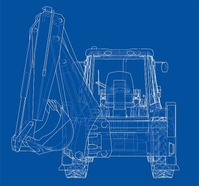 Sketch of Loading Shovel with Back Actor