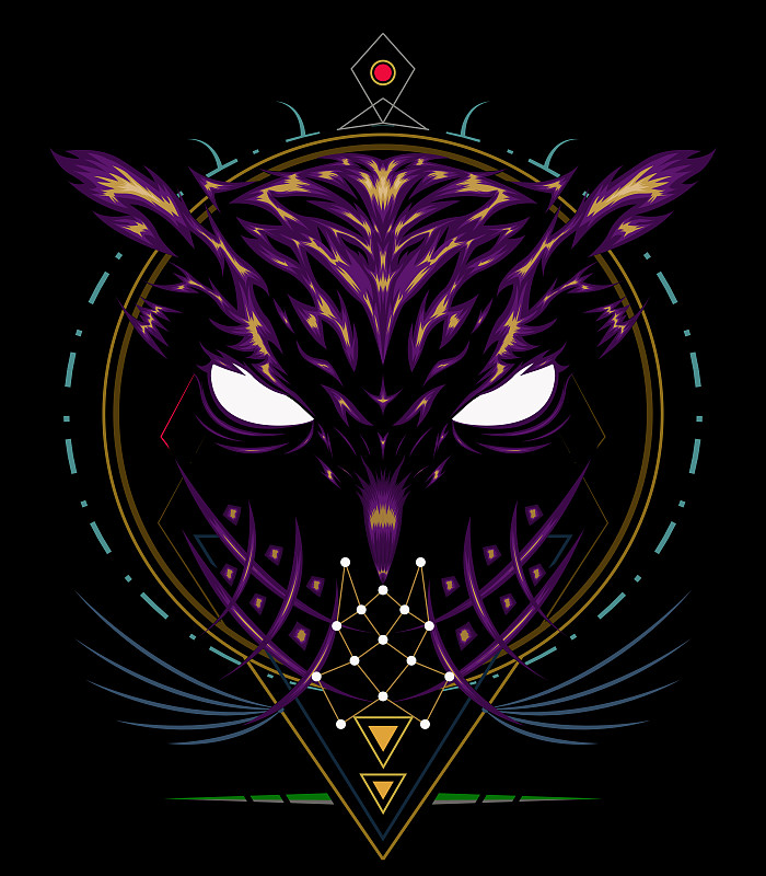 向量标志猫头鹰，插画猫头鹰与精神象征。