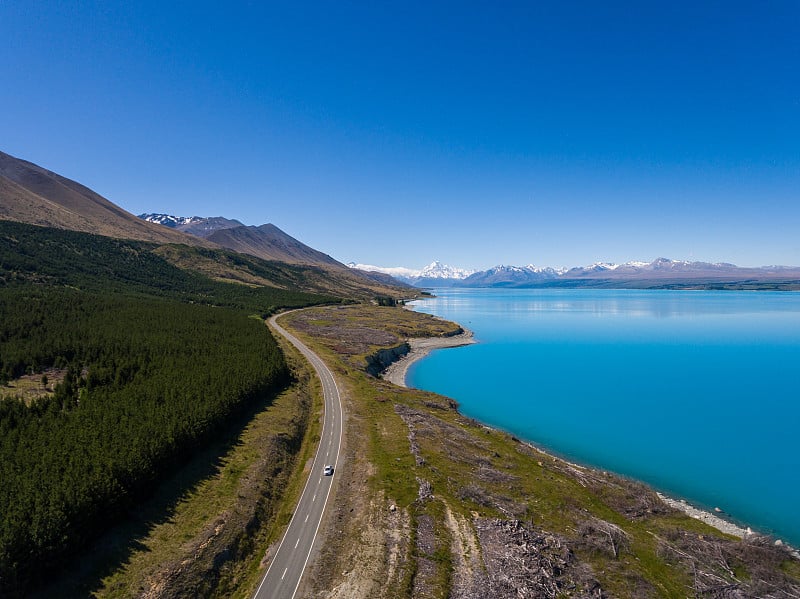 库克山景观鸟瞰图，新西兰