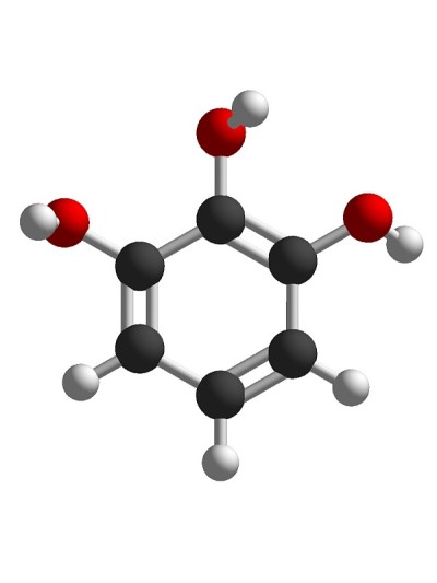 在白底化学原子分子上分离出焦苯三酚的三维分子结构