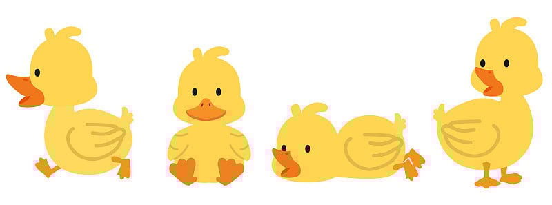 可爱的黄色鸭子卡通集