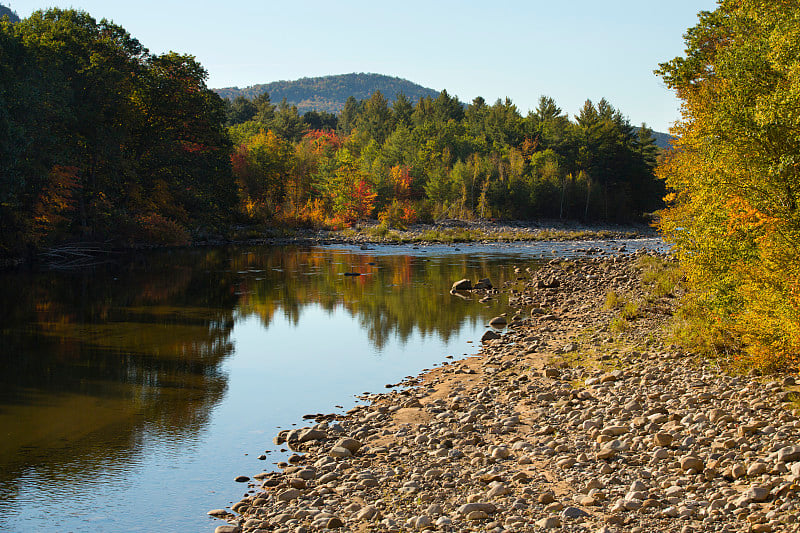 New Hamp, White Mountains, Pemigewasset River的倒影