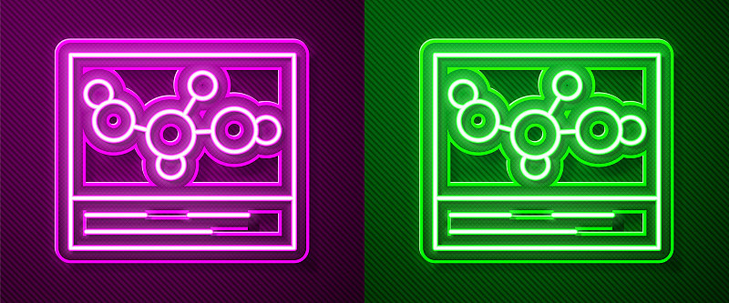 Glowing neon line Chemical formula icon isolated o