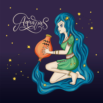 Zodiac Girl Vector Sign.