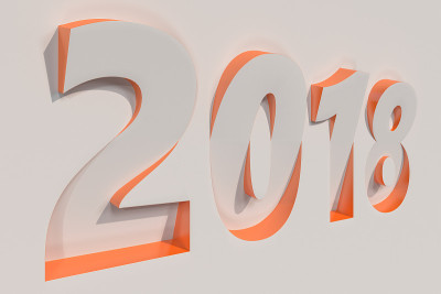 2018年数字浅浮雕，白色表面，橙色边