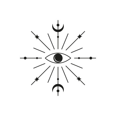 第三只眼睛带着新月和星爆。