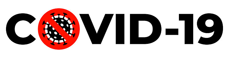 新型冠状病毒肺炎划去冠状病毒感染COVID-19图标。向量
